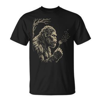 Blowing Wishes Bigfoot Dandelion Sasquatch Wish Men T-Shirt - Thegiftio UK