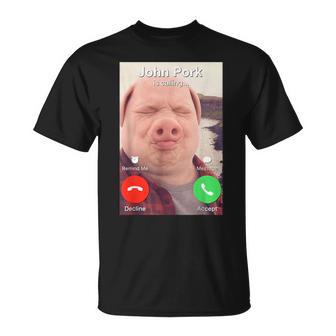 Cute John Pork Is Calling Stupid Brainrot Meme T-Shirt - Thegiftio UK