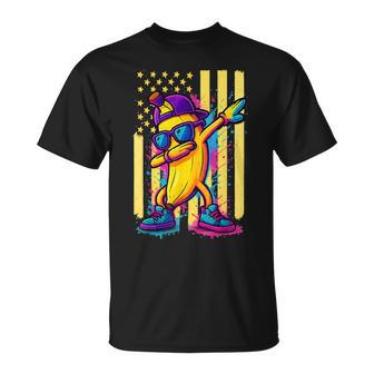 Dabbing Banana Patriotic American Flag Banana Lover T-Shirt - Monsterry