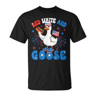 Goose 4Th Of July Patriotic Cute Red White And Goose T-Shirt - Thegiftio UK