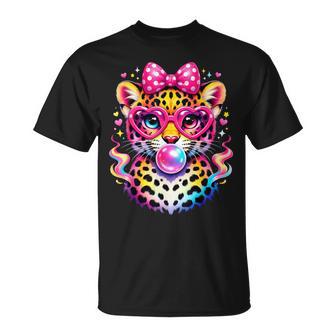 Leopard Glasses Blowing Bubble Gum Back To School Kids T-Shirt - Monsterry
