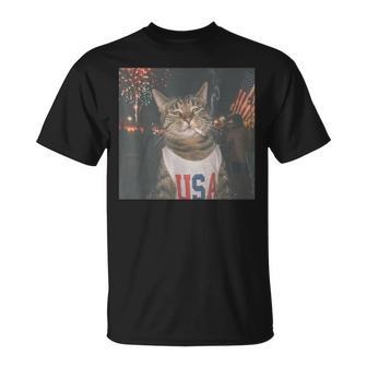 Patriotic Smoking Cat Vintage 4Th Of July T-Shirt - Thegiftio UK