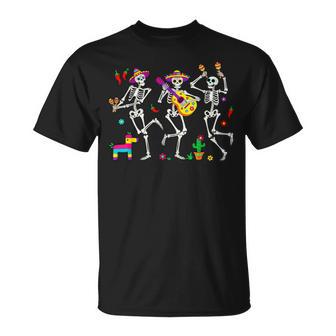 Skeleton Dancing Guitar Pinata Cinco De Mayo T-Shirt - Thegiftio
