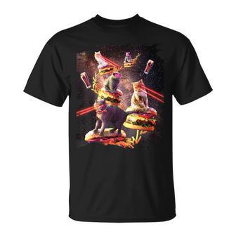Galaxy Laser Cat On Burger -Pace Cheeseburger Cats Tシャツ - Kawaiitshirt