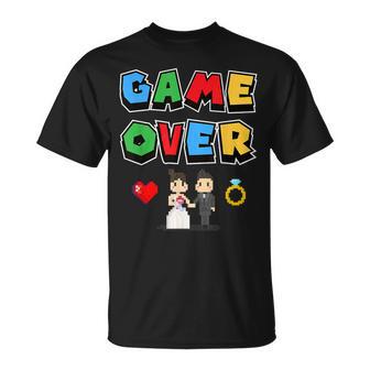 Game Over Boda Divertido Pixel Gamer Recién Casado Novio Camiseta unisex - Regaloses