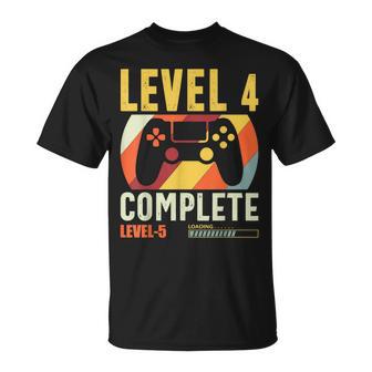 Gamer 4To Aniversario De Boda Nivel 4 Aniversario Completo Camiseta unisex - Regaloses
