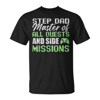Gamer Stepdad Fathers Day Step Dad Master Of All Quests T-Shirt - Thegiftio UK