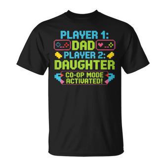 Gaming Fathers Day Retro Gamer For Dad And Daughter T-Shirt - Monsterry