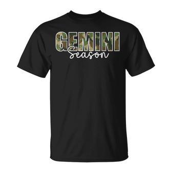 Gemini Season Zodiac Birthday Camo Camouflage T-Shirt - Monsterry