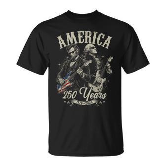 George Washington Lincoln Playing Guitar Abe Lincoln 250Th T-Shirt | Mazezy