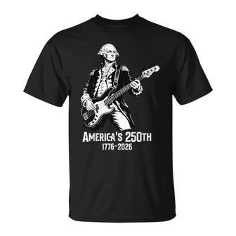 George Washington Playing Guitar 4Th July 250Th Anniversary T-Shirt - Monsterry
