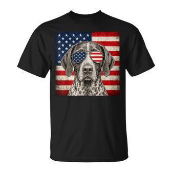 German Shorthaired Pointer 4Th Of July Us American Flag Dog T-Shirt - Monsterry UK