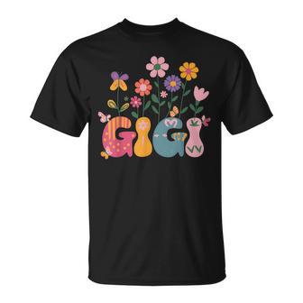 Gigi Mother Day Wildflower Gigi Retro Groovy Floral Gigi T-Shirt - Monsterry
