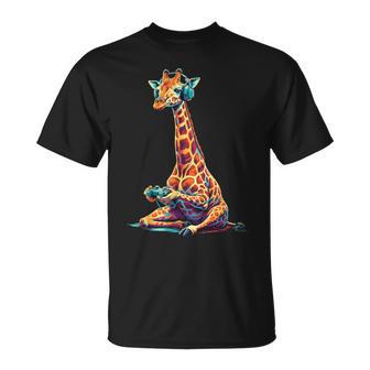 Giraffe Gaming Animal Video Games Giraffe T-Shirt - Monsterry