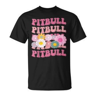Girl Retro Pitbull First Name Personalized Groovy 80'S T-Shirt - Monsterry