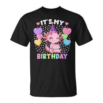 Girls Axolotl Birthday It's My Birthday Axolotl T-Shirt - Thegiftio UK