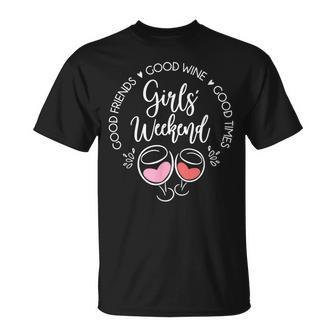 Girls Weekend Trip Vacation Matching Good Friends Wine Time T-Shirt - Thegiftio