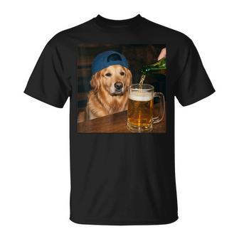 Golden Retriever Drinking Beer Dog Meme T-Shirt | Mazezy