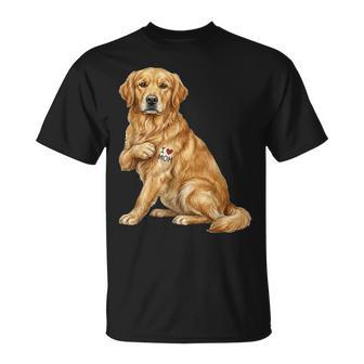 Golden Retriever I Love Mom Dog Mom T-Shirt - Monsterry