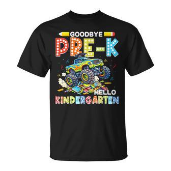 Goodbye Pre-K Hello Kindergarten Graduation Monster Truck T-Shirt - Monsterry