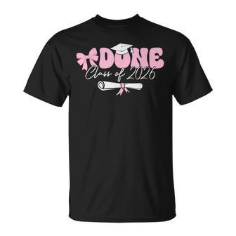 Graduate Class Of 2026 Done Graduation Coquette Bow Pink T-Shirt - Monsterry