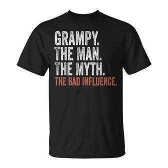Grampy The Man The Myth The Bad Influence Father's Day T-Shirt - Thegiftio UK