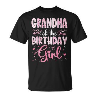 Grandma Of The Birthday Girl Matching Pink Coquette Bow T-Shirt - Thegiftio UK