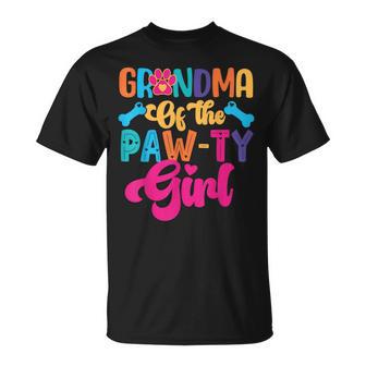Grandma Of The Paw-Ty Girl Dog Family Matching Party T-Shirt - Monsterry