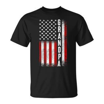 Grandpa American Flag Best Grandpa Ever Birthday Fathers Day T-Shirt - Thegiftio