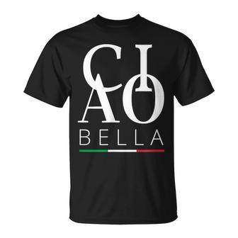Graphique De L'italie Avec Le Drapeau Italien Ciao Bella T-Shirt - Cadeauxyz
