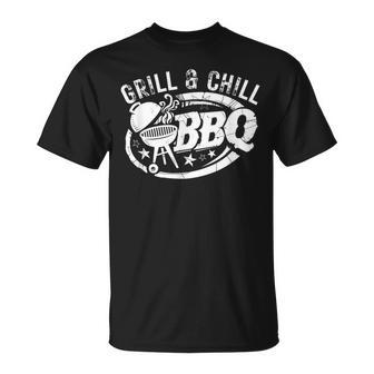 Grill And Chill おもしろbbqバーベキューシェフ 肉料理人 Tシャツ - Kawaiitshirt