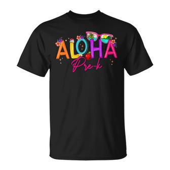 Groovy Aloha Pre-K Teacher Summer Vacation Beach Hawaiian T-Shirt | Seseable UK