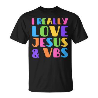 Groovy I Really Love Jesus & Vbs Vacation Bible School Crew T-Shirt - Thegiftio UK