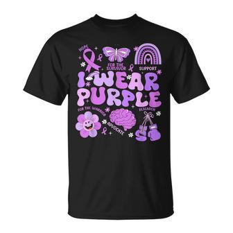 Groovy I Wear Purple Support Epilepsy Awareness Day T-Shirt - Thegiftio