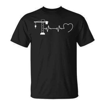 Grue Homme Battement Coeur Humour Grutier Idée Cadeau T-Shirt - Cadeauxyz