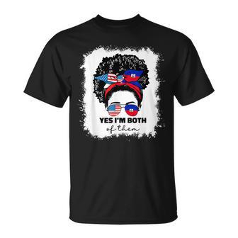 Half Haitian And American America Haiti Usa Flag Girl Afro T-Shirt - Thegiftio UK