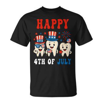 Happy 4Th Of July Dental Tooth American Flag Dentist T-Shirt - Thegiftio UK