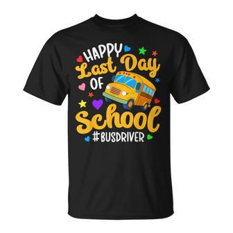Happy Last Day Of School Bus Driver Groovy Summer Break T-Shirt | Seseable UK