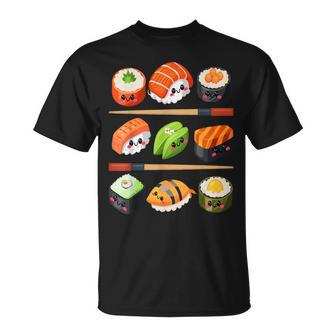 Happy Sushi Anime Kawaii Set Japanese Food Lover Otaku Manga T-Shirt - Monsterry