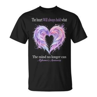 The Heart Will Always Hold Alzheimer’S Awareness Purple T-Shirt - Monsterry