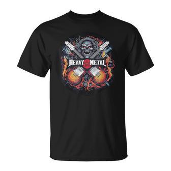 Heavy Metal Hard Rock Musica Rocker Teschio Chitarre Maglietta - Novitaregali