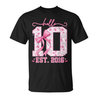 Hello Ten Est 2016 Pink Coquette Bow 10Th Birthday Girl T-Shirt - Monsterry