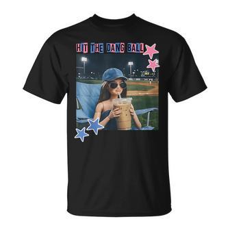 Hit The Dang Ball Baseball Mom Softball Doll Face Meme T-Shirt | Seseable UK