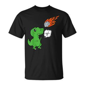 Hombre Divertido Juego De Tijeras T-Rex De Dinosaurios Meteoritos Piedras Papel Camiseta unisex - Regaloses