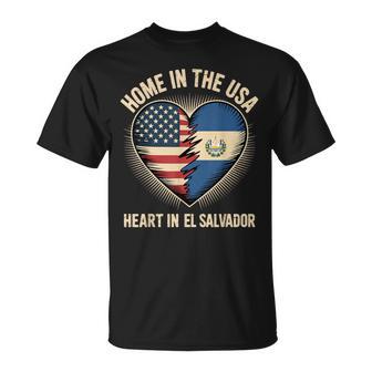 Home In The Usa Heart In El Salvador American Salvadoran T-Shirt - Thegiftio UK