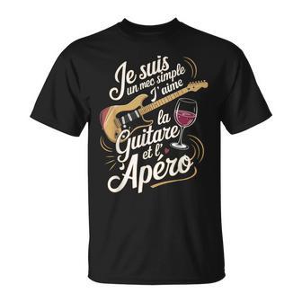 Homme Musicien Guitariste Cadeau Humour Guitare Apéro T-Shirt - Cadeauxyz