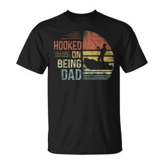 Hooked On Being Dad Fishing Dad Father's Day T-Shirt - Monsterry UK