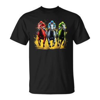 Horse Racing Outfit Dynamic Race Scene Derby Riders T-Shirt - Thegiftio UK