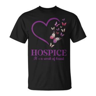 Hospice It's A Work Of Heart Butterfly Heart Hospice Worker T-Shirt - Thegiftio UK