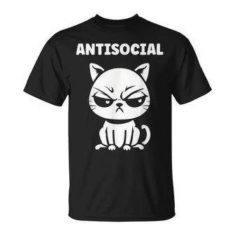 Humourimple Chat Mignon Grognon Drole Antisocial T-Shirt - Cadeauxyz